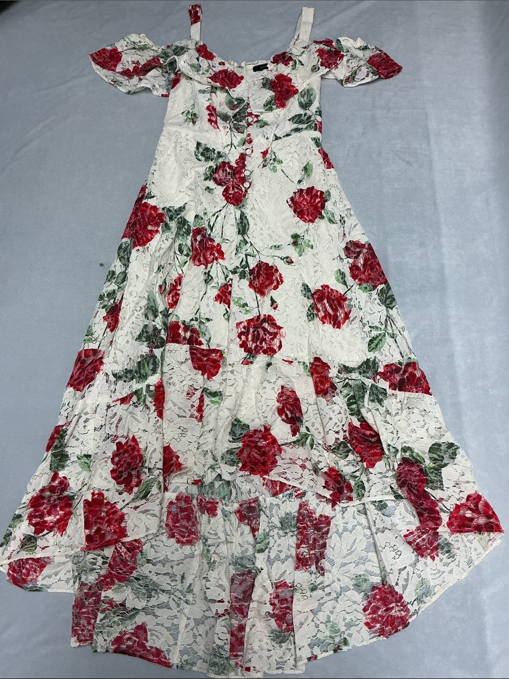 NWT BCBG Maxazria Floral Rose Lace Midi Dress XS
